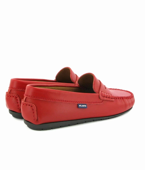 Atlanta Mocassin Red Smooth Leather Penny Loafer.