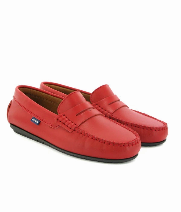 Atlanta Mocassin Red Smooth Leather Penny Loafer.