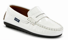 Atlanta Mocassin White Patent Leather Penny Loafer