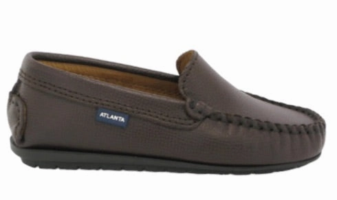 Atlanta Moccasin in Brown Dark Little Grain Leather Moccasin Loafer