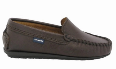 Atlanta Moccasin in Brown Dark Little Grain Leather Moccasin Loafer