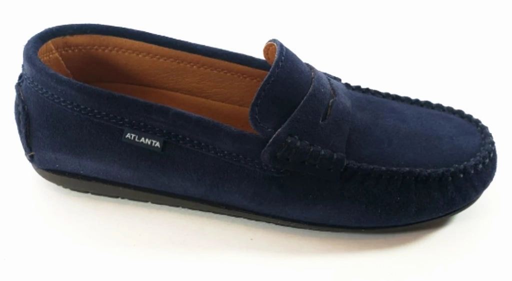 Atlanta Navy Blue Suede Mocassin Penny Loafers