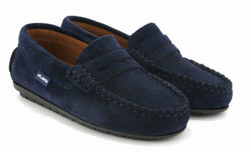 Atlanta Navy Blue Suede Mocassin Penny Loafers