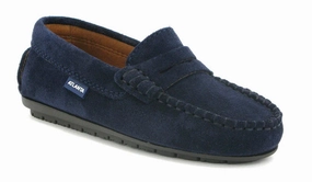 Atlanta Navy Blue Suede Mocassin Penny Loafers