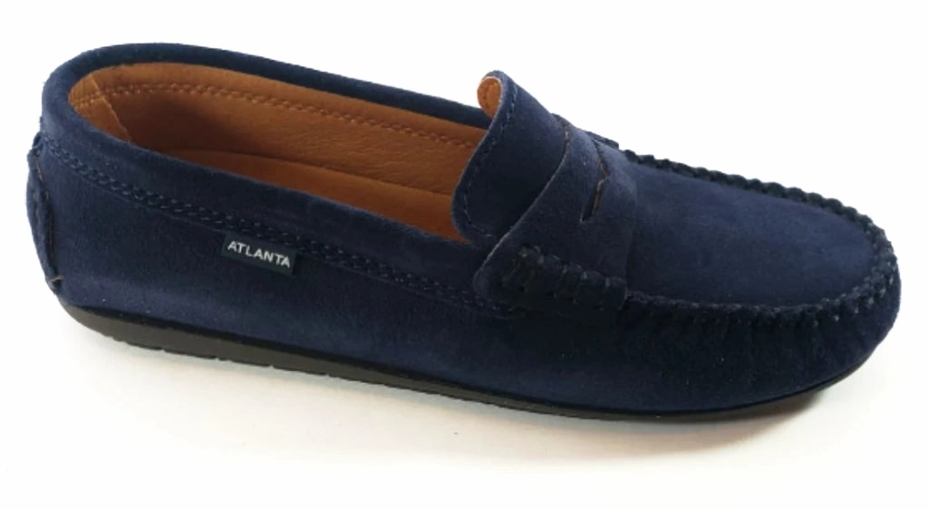 Atlanta Navy Blue Suede Mocassin Penny Loafers