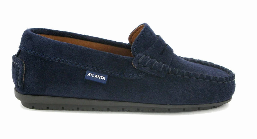 Atlanta Navy Blue Suede Mocassin Penny Loafers