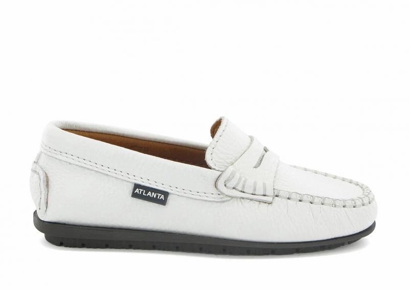 Atlanta White Leather Mocassin Penny Loafer