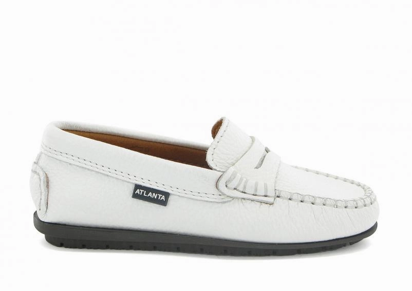 Atlanta White Leather Mocassin Penny Loafer