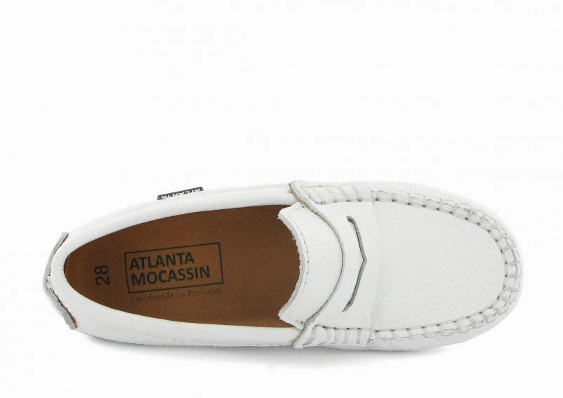 Atlanta White Leather Mocassin Penny Loafer