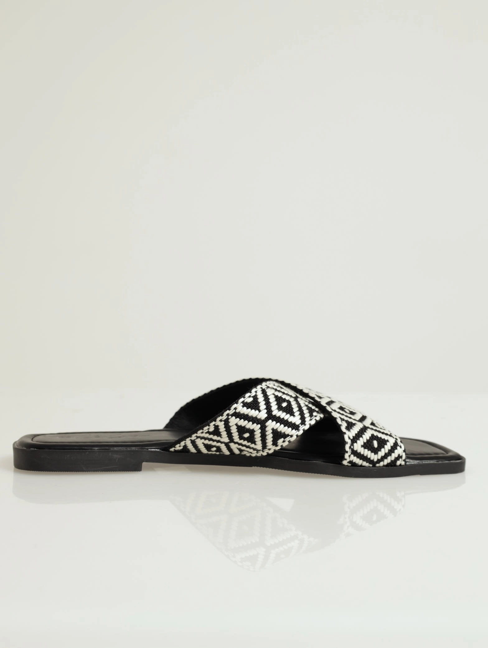 Aztec Print Cross Strap Mule Sandal