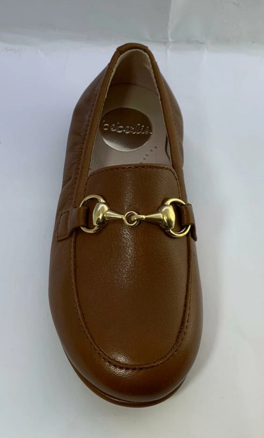 Beberlis Cathay Cuoio Tan Leather Buckle Elastic Back Slip On Loafers