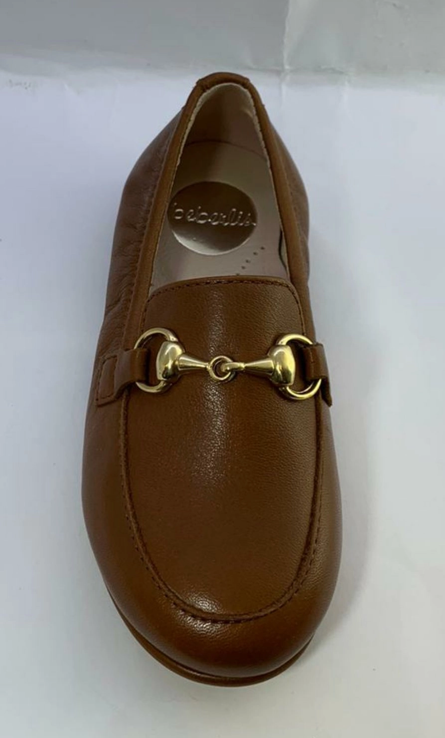 Beberlis Cathay Cuoio Tan Leather Buckle Elastic Back Slip On Loafers
