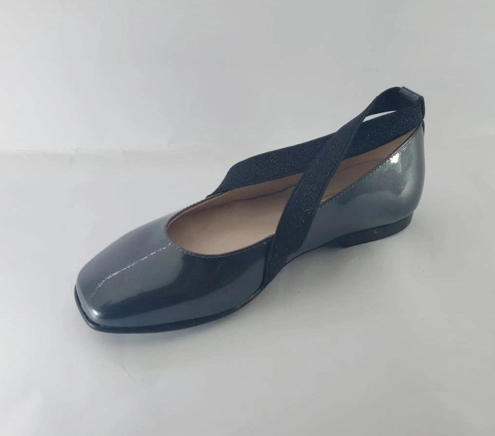 Beberlis Columba Black Patent Elastic Glitter Ankle Strap Shoes