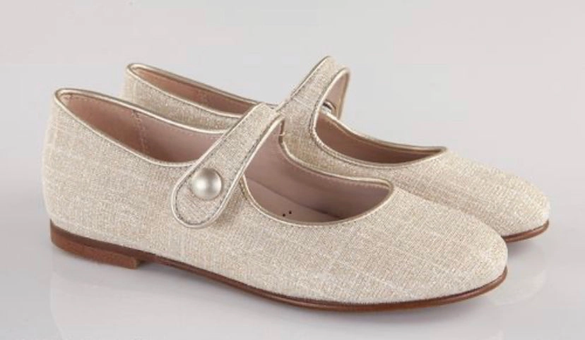 Beberlis Galassia Verona Pearl Platino Cream Gold Textured Mary Jane