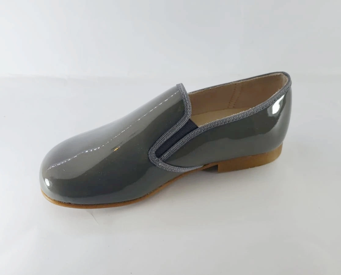 Beberlis Grey Patent Slip On Smoking Shoe Loafers