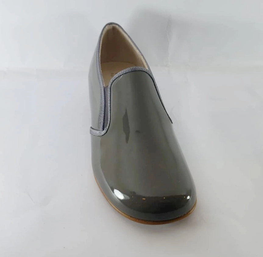 Beberlis Grey Patent Slip On Smoking Shoe Loafers