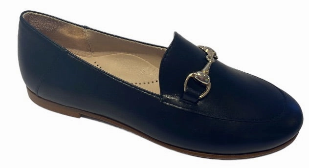Beberlis Navy Leather Buckle Slip On Loafers