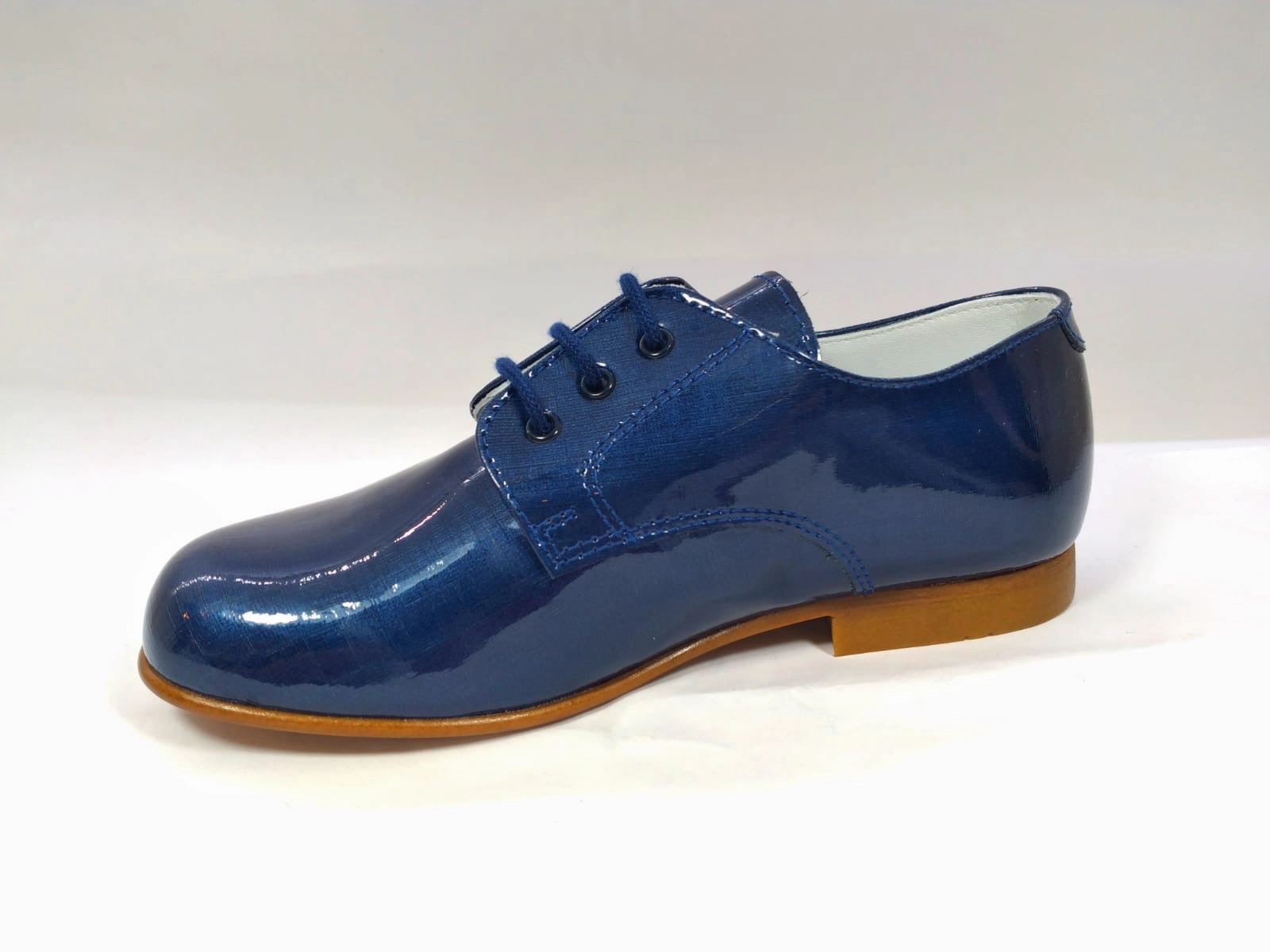 Beberlis Patent Navy Sofia Design Oxford Dress Shoes