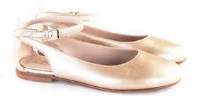 Beberlis Siria Ceramic Gold Ankle Tie Girls Dressy Shoes
