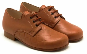 Beberlis Tan Textured Leather Oxford Dress Shoes