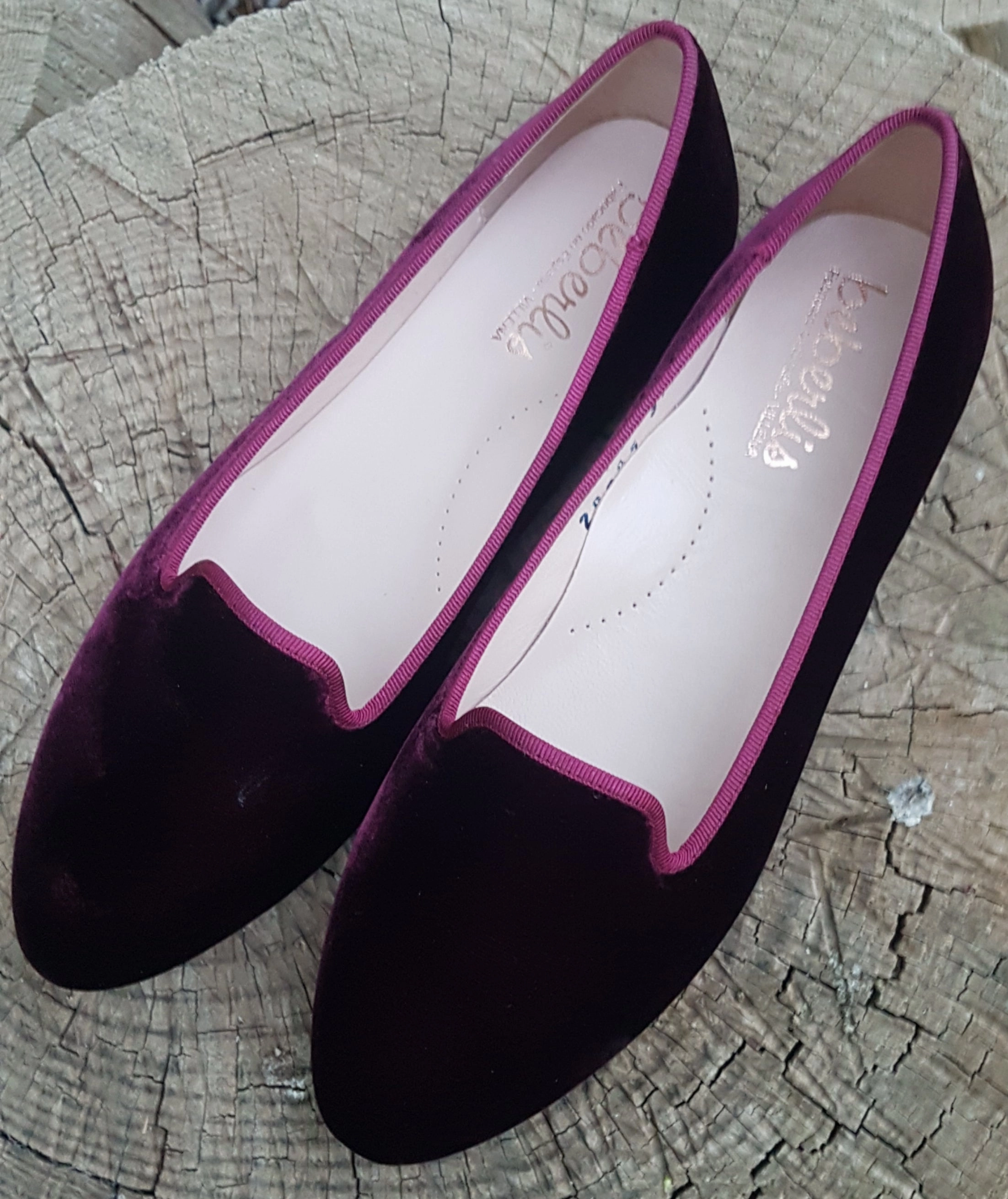 Beberlis Velvet Bordeaux Slip On Flats