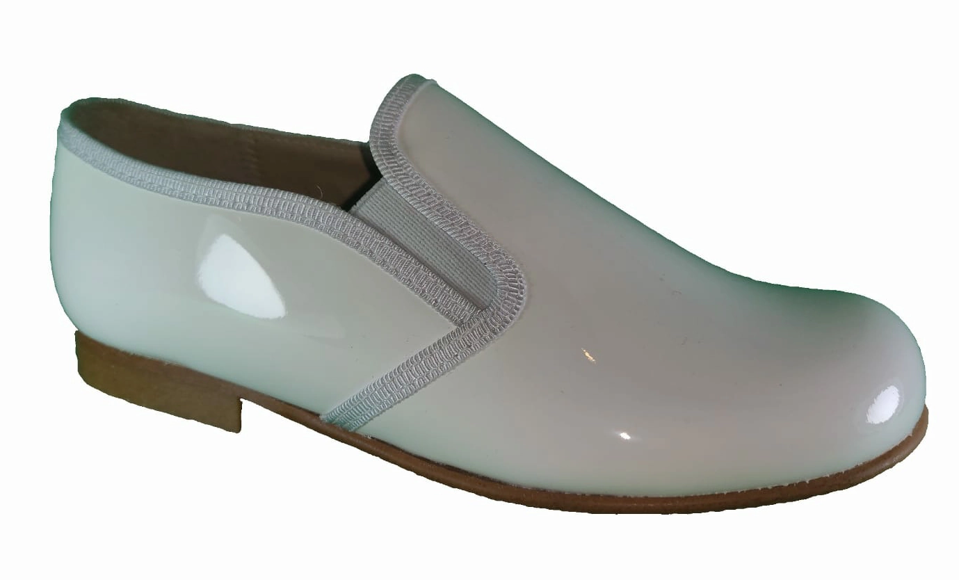 Beberlis White Patent Leather Slip On Smoking Shoe