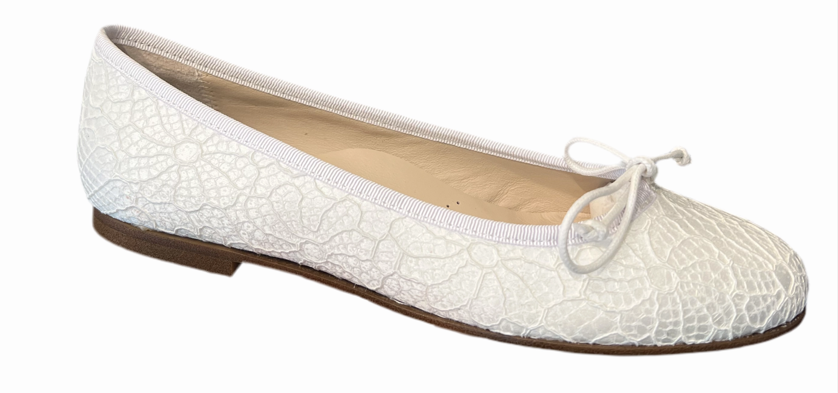 Beberlis White Satin Leather Classic Flats