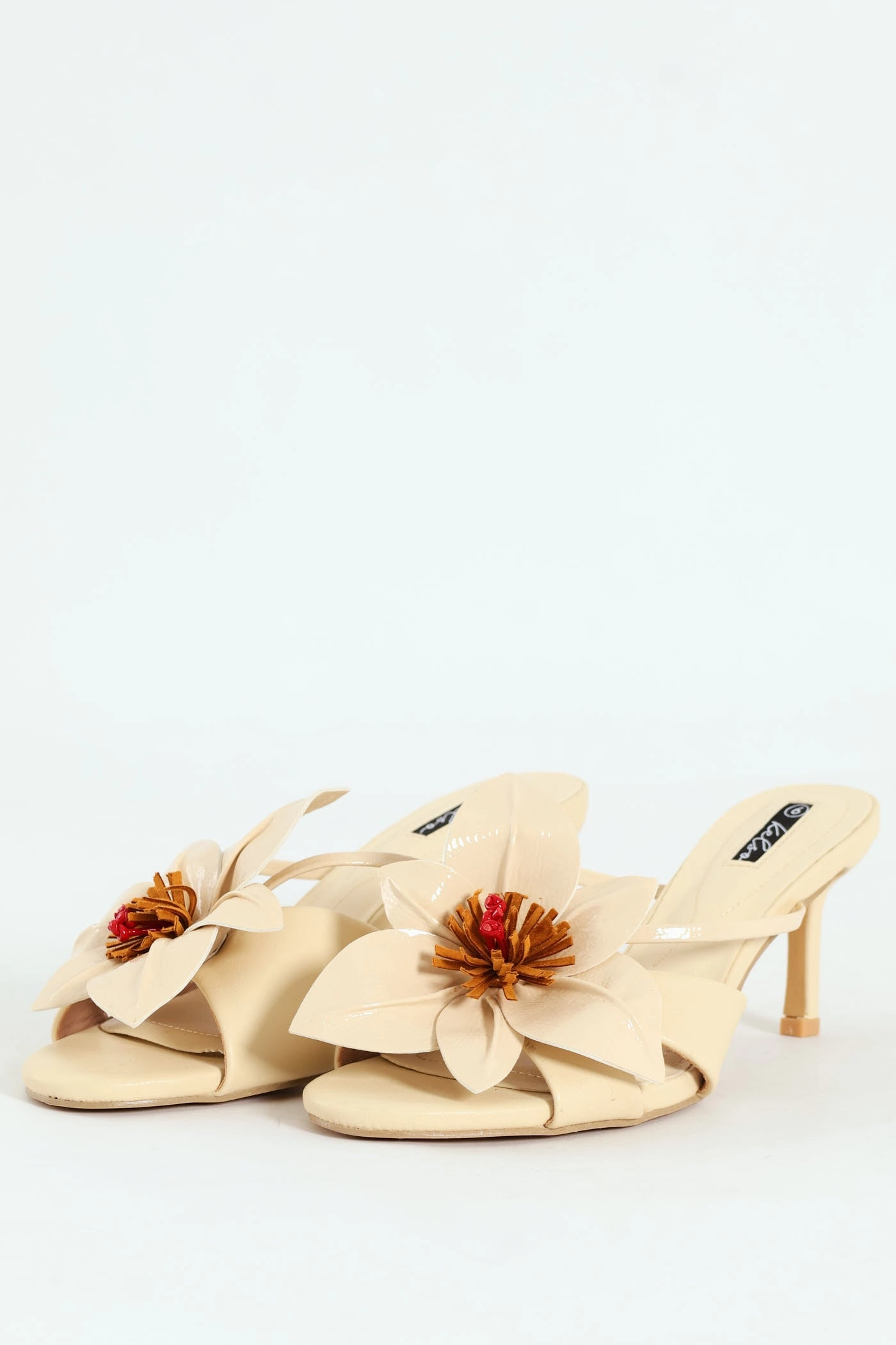 Big Flower Heeled Sandal - Off White