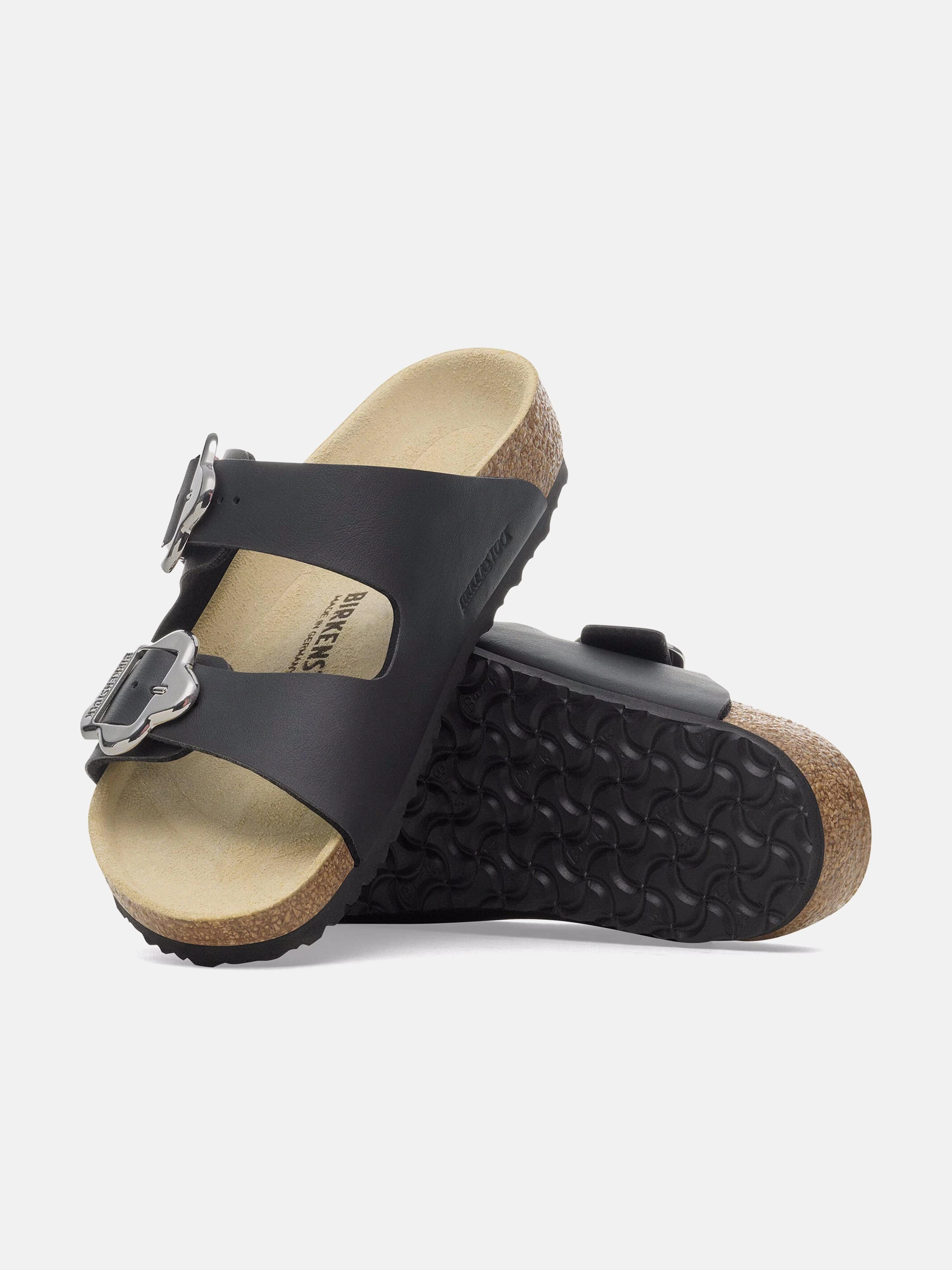 BIRKENSTOCK Girls Arizona Flower Buckle Sandals in Black
