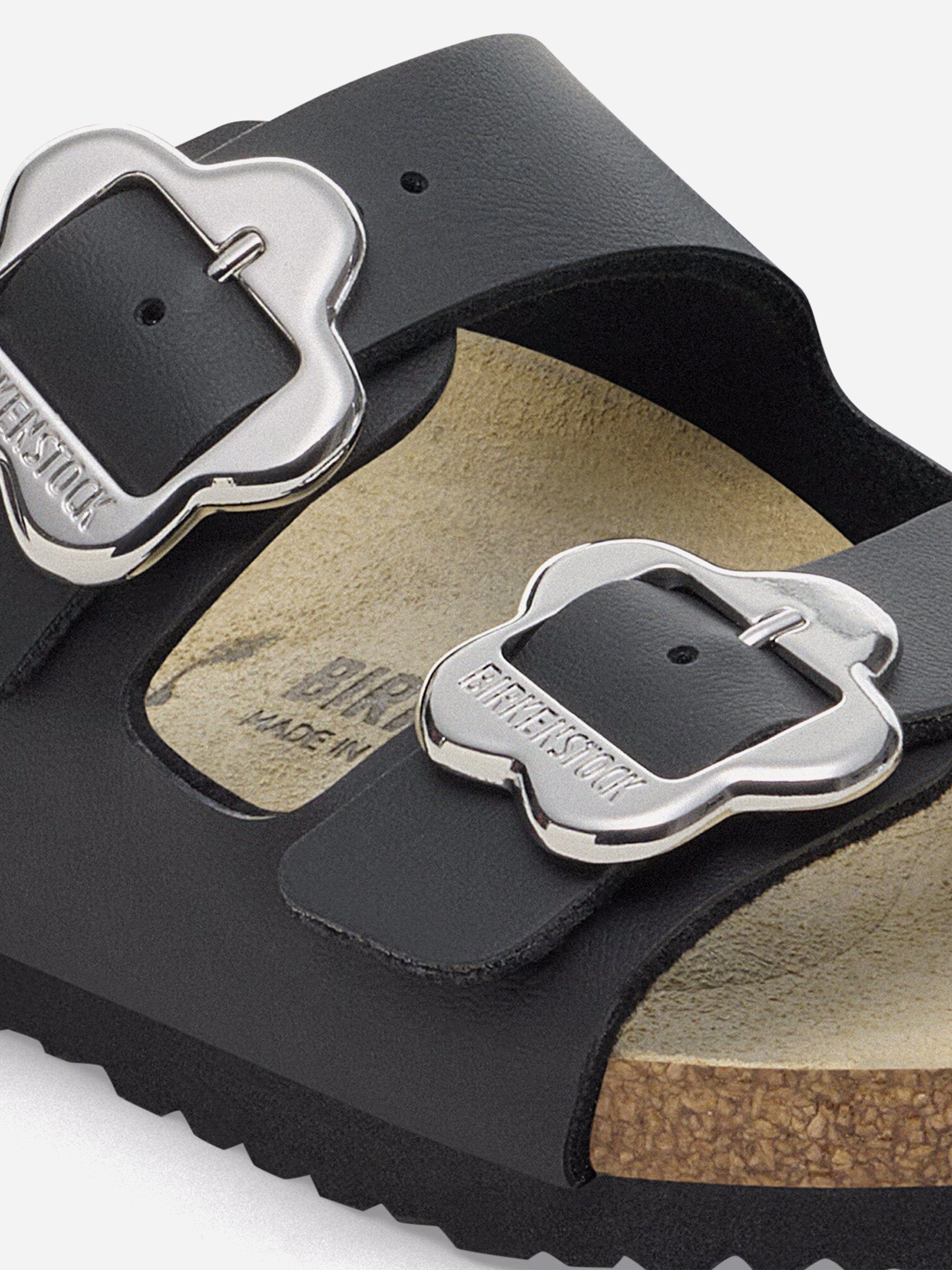 BIRKENSTOCK Girls Arizona Flower Buckle Sandals in Black