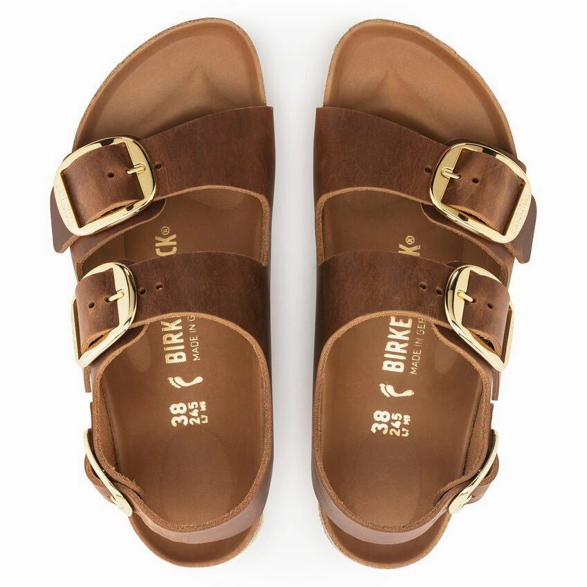 Birkenstock Women's Milano Big Buckle - Cognac Oiled Leather