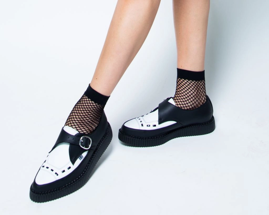 Black & White TUKskin Pointed Buckle Creeper
