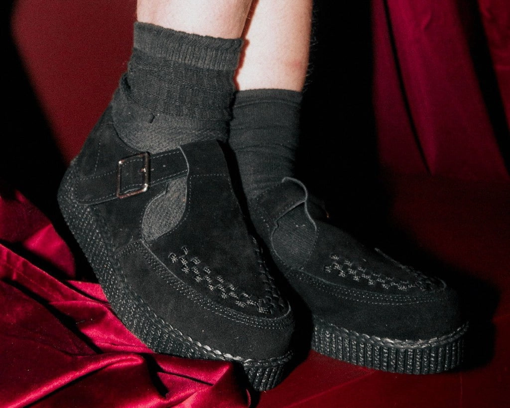 Black Faux Suede Viva Low Sandal