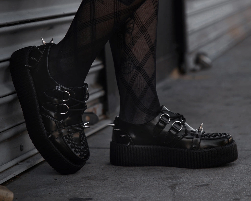 Black Leather Spike Viva Mondo Creeper