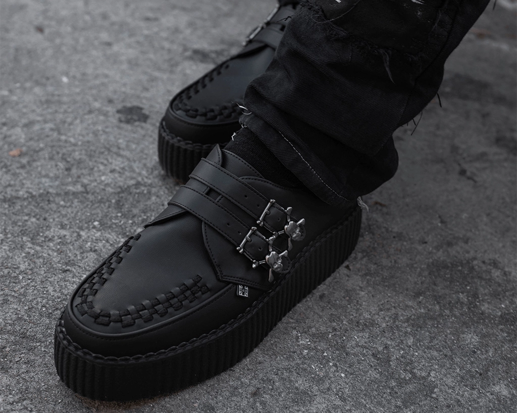 Black TUKskin 2-Buckle Skull Creeper