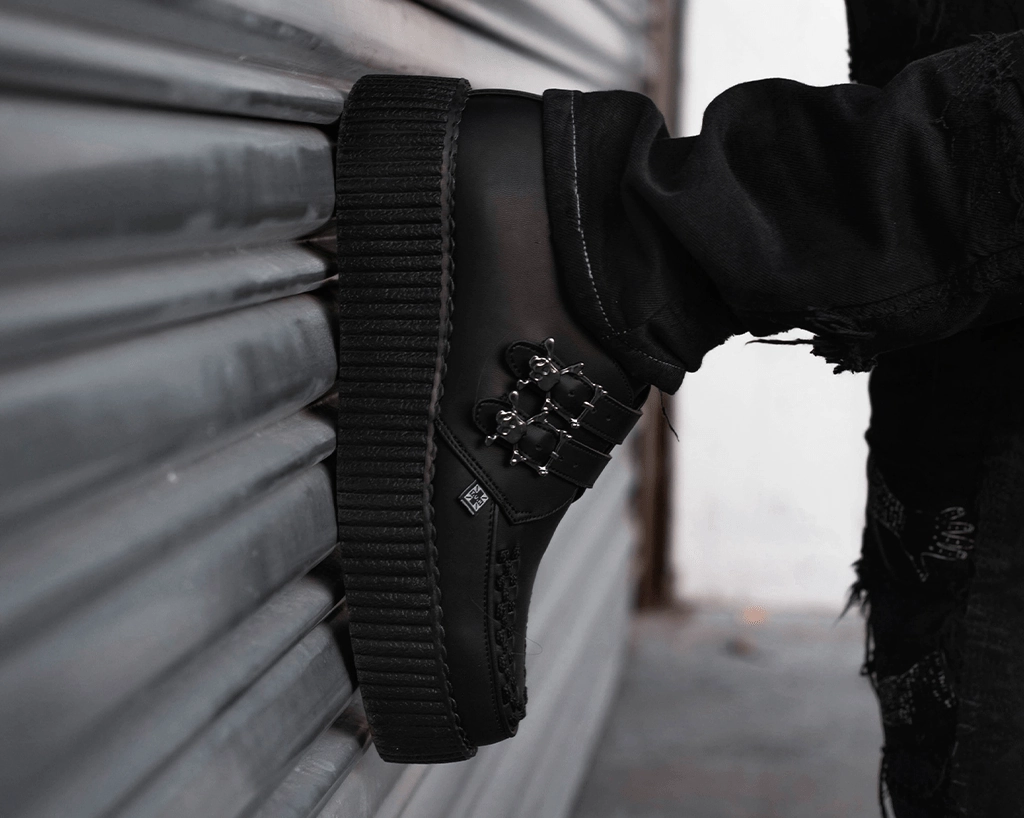 Black TUKskin 2-Buckle Skull Creeper