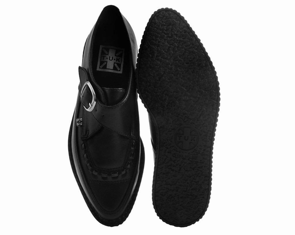 Black TUKskin Pointed Buckle Creeper