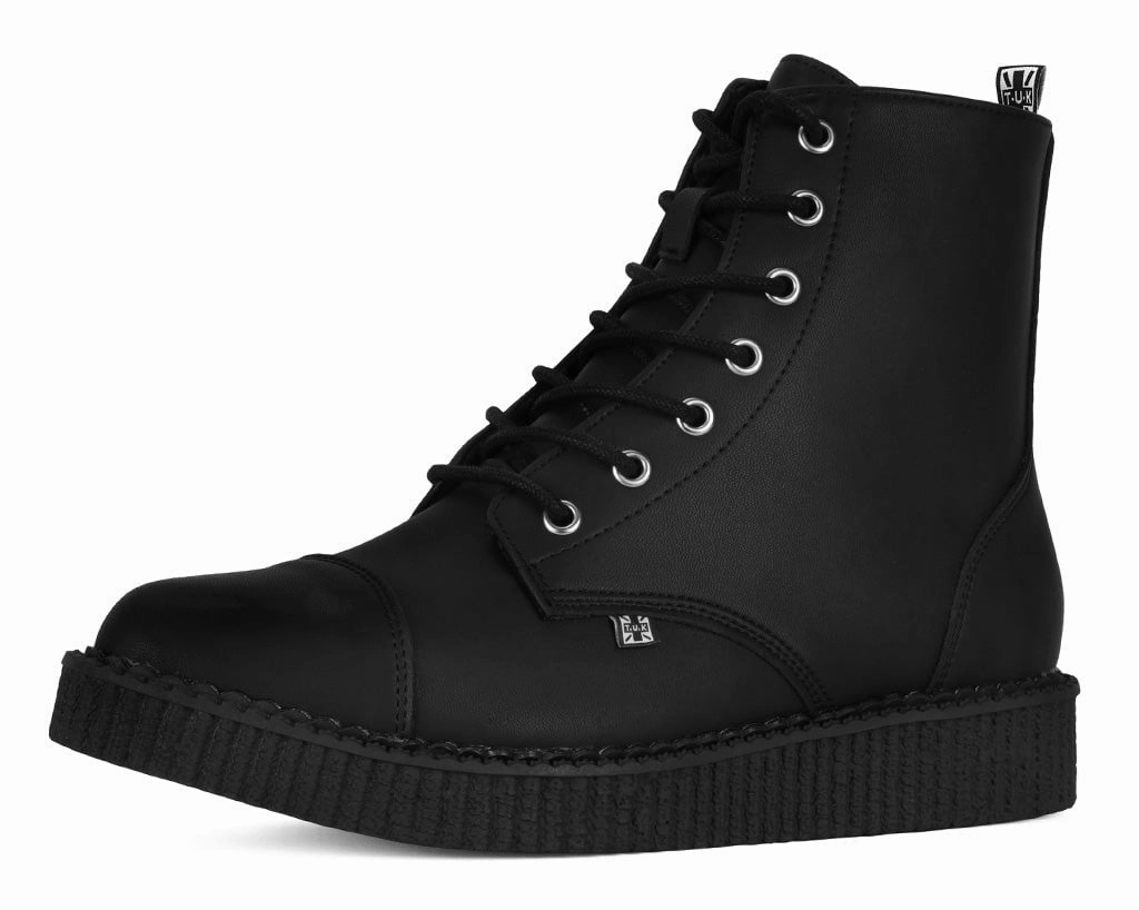 Black TUKskin Pointed Lace Up Boot