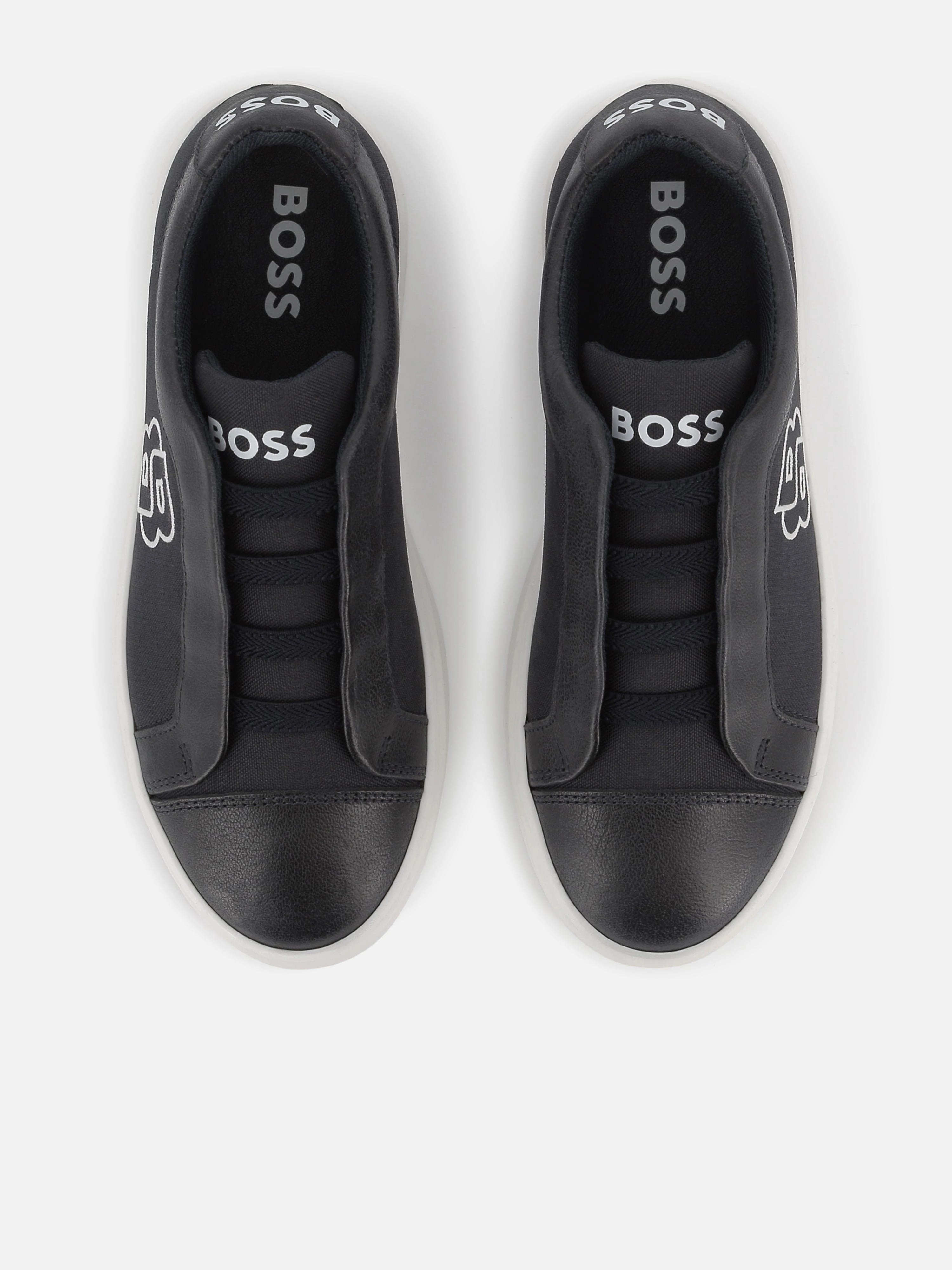 BOSS Boys Double B Logo Trainers in Navy