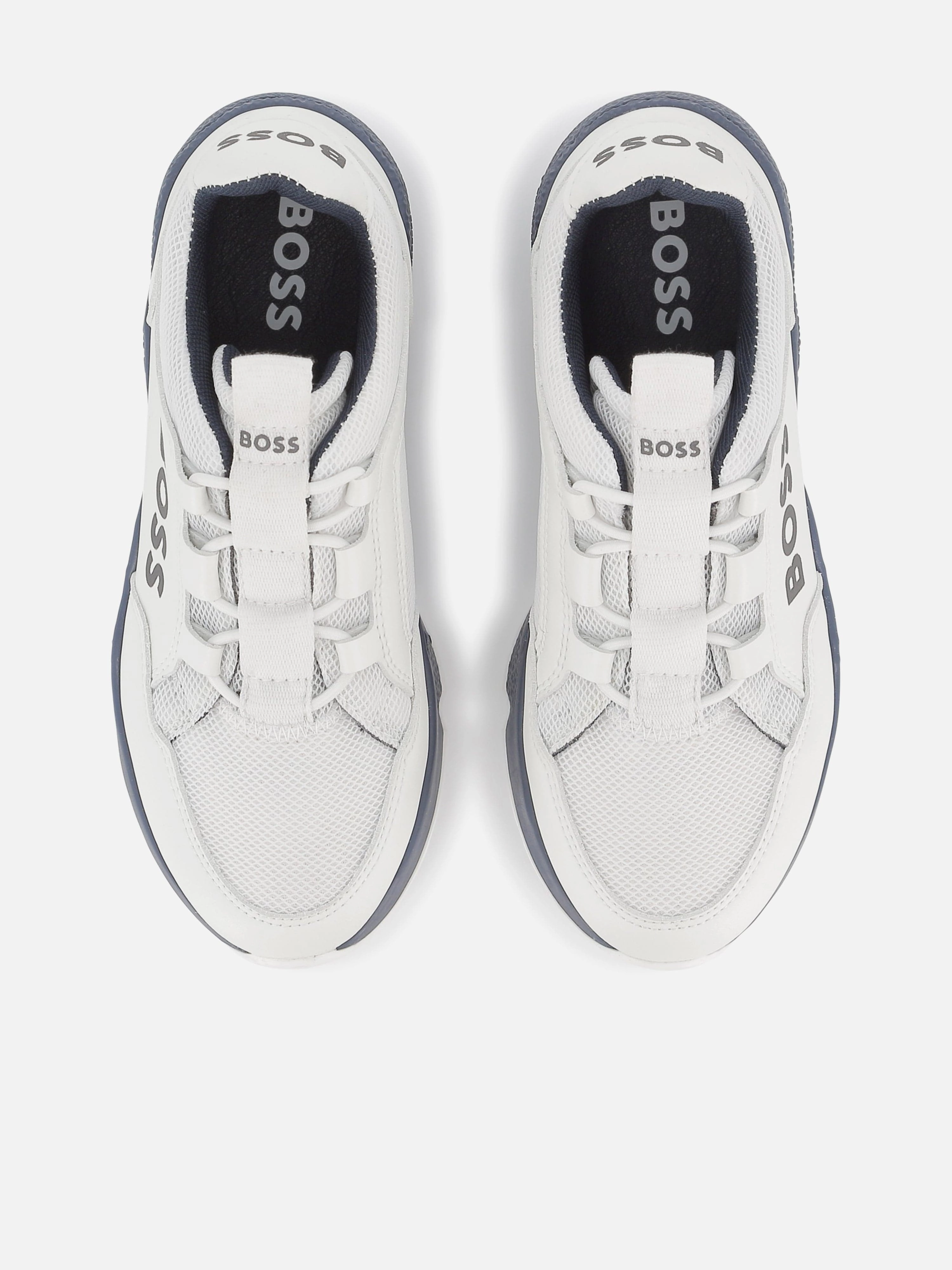 BOSS Boys Lace Up Logo Trainers in White