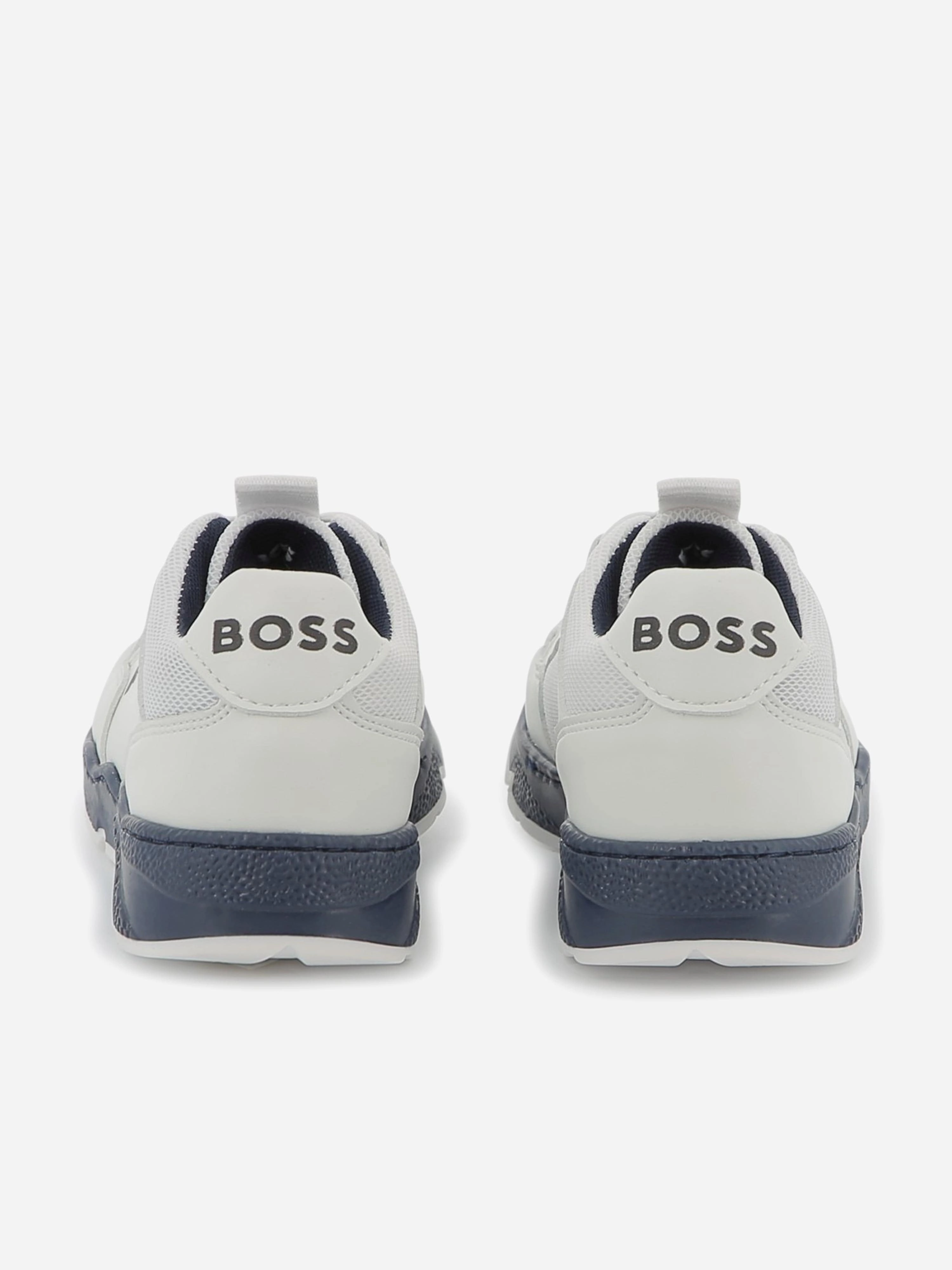 BOSS Boys Lace Up Logo Trainers in White