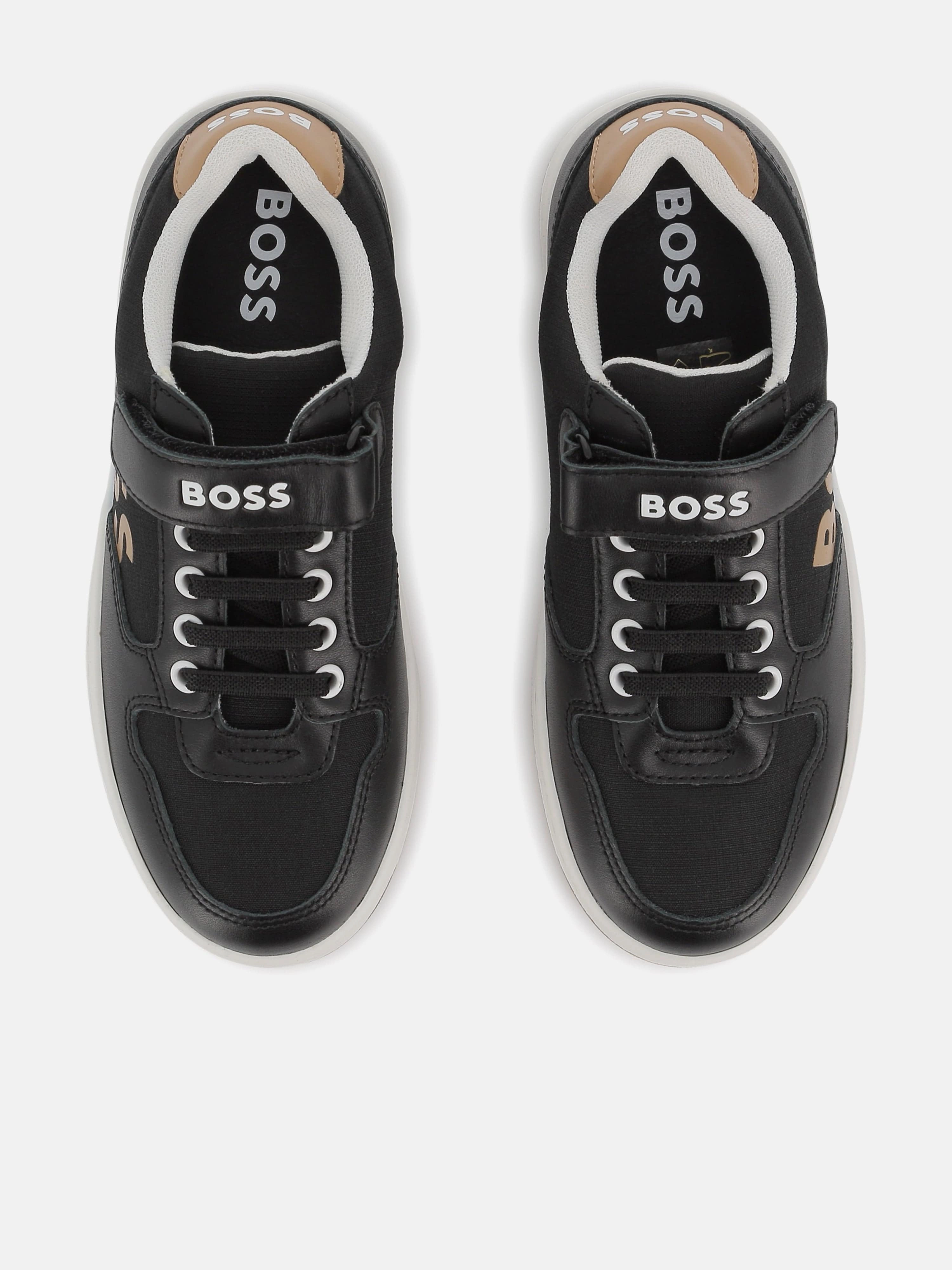 BOSS Boys Logo Trainers in Black