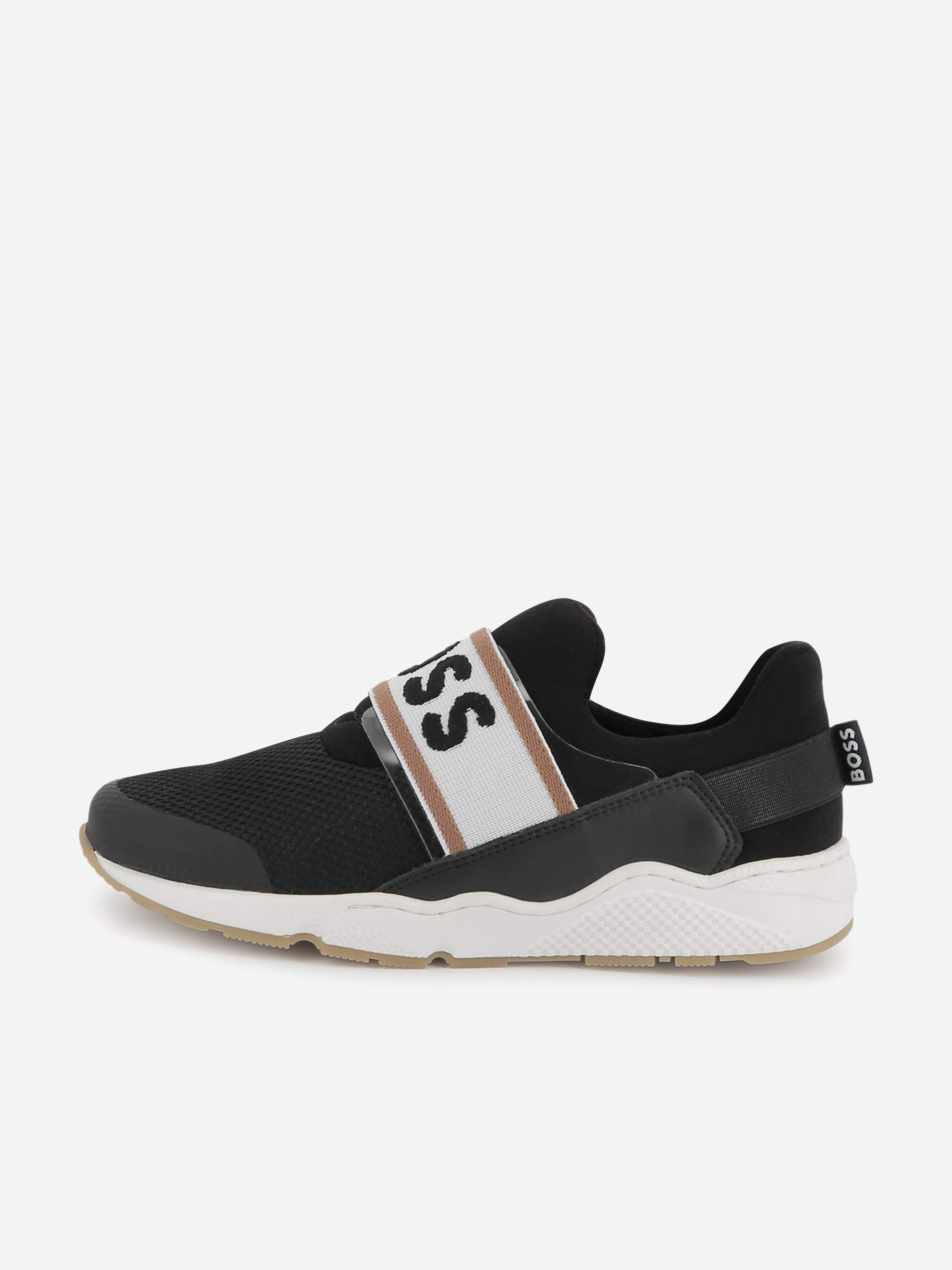 BOSS Boys Logo Trainers in Black