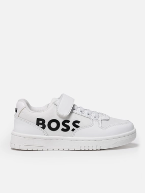 BOSS Boys Logo Trainers in White