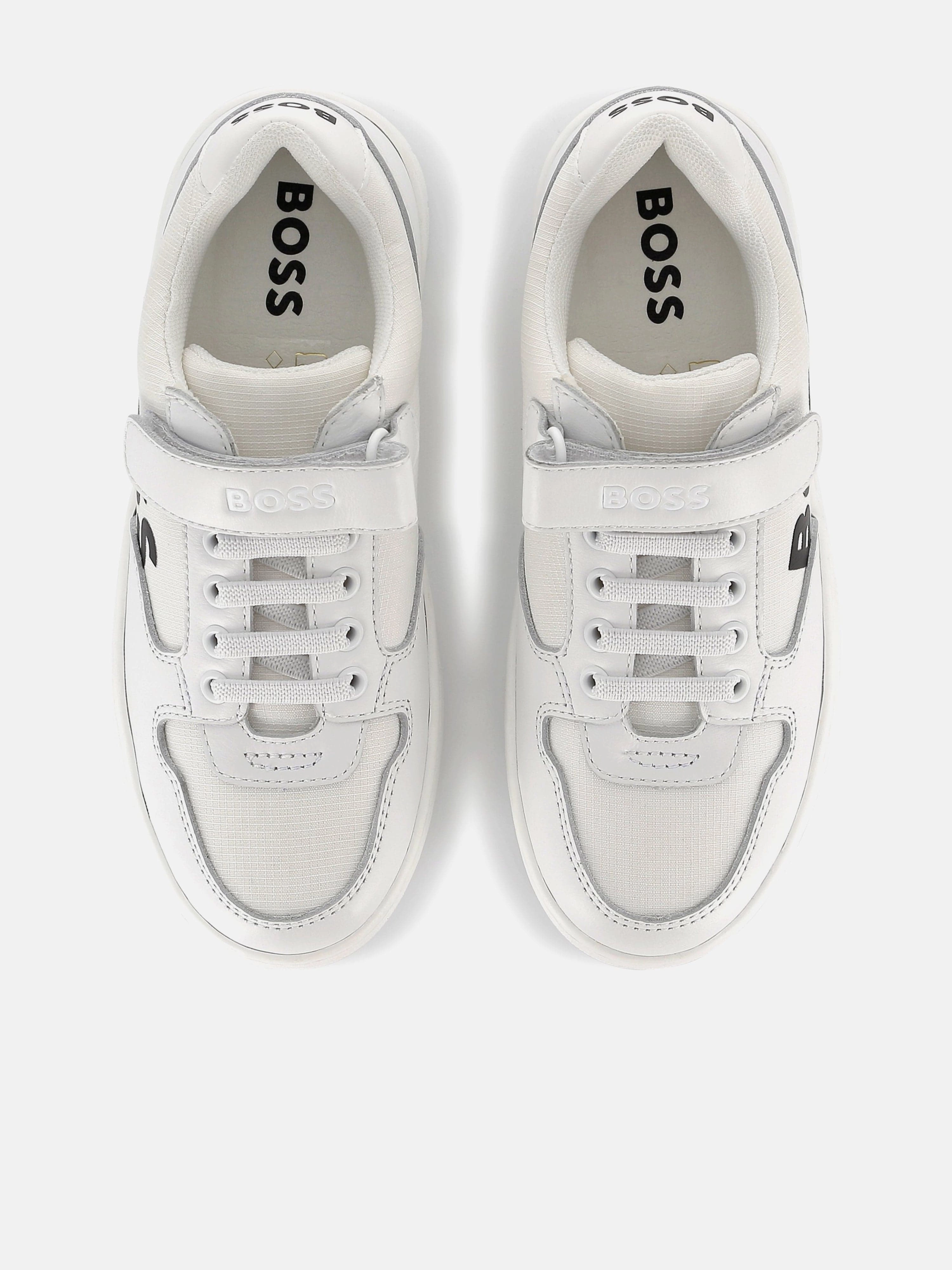 BOSS Boys Logo Trainers in White