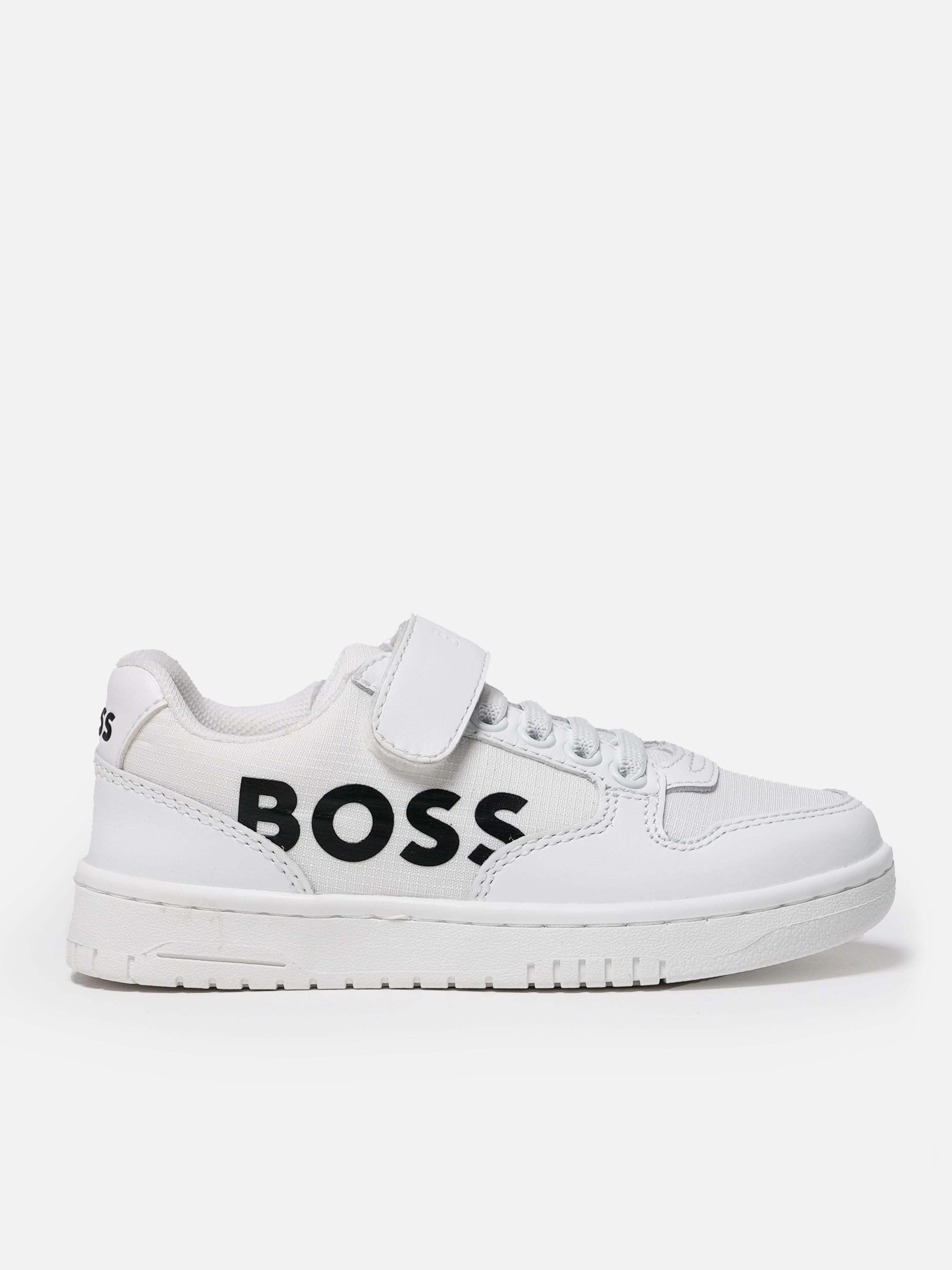 BOSS Boys Logo Trainers in White