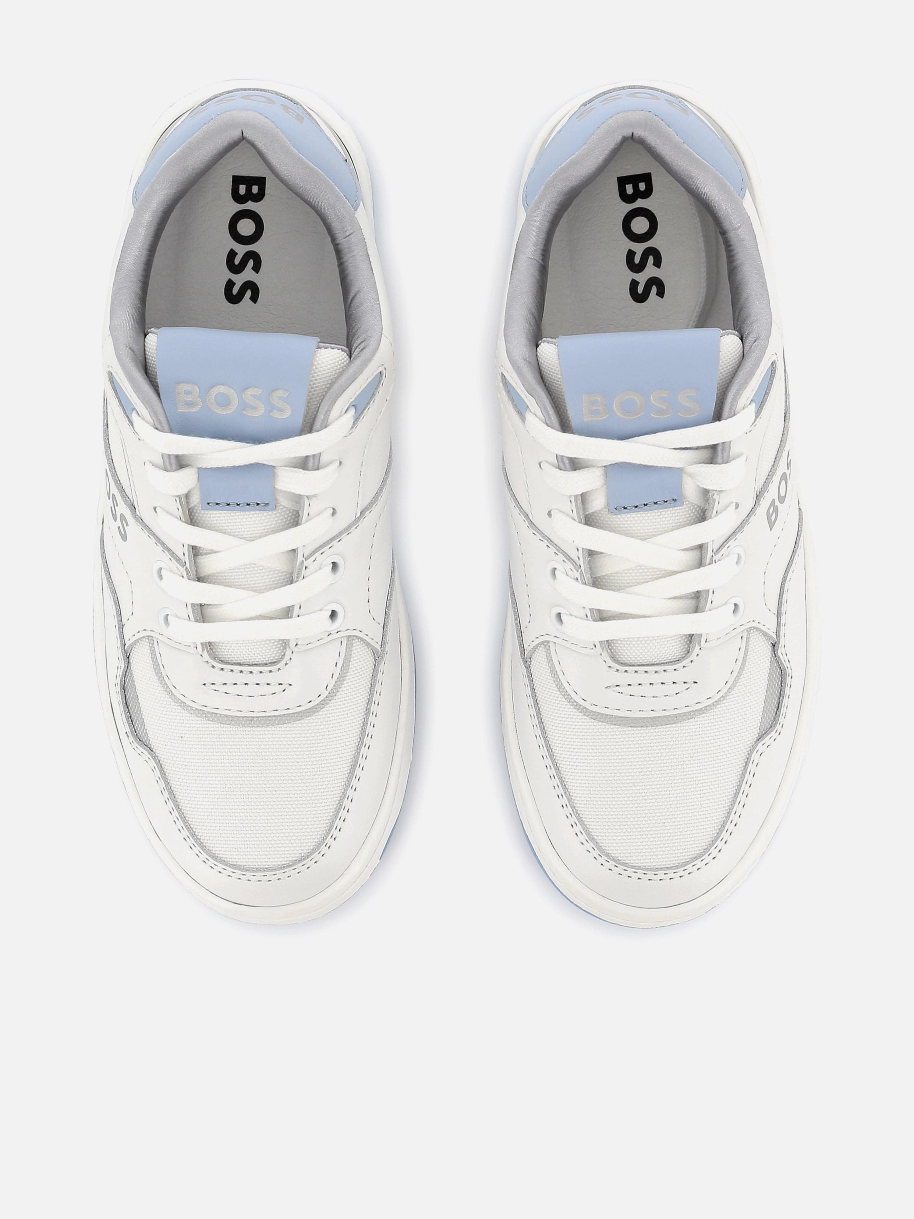 BOSS Kids Lace Up Logo Trainers in White