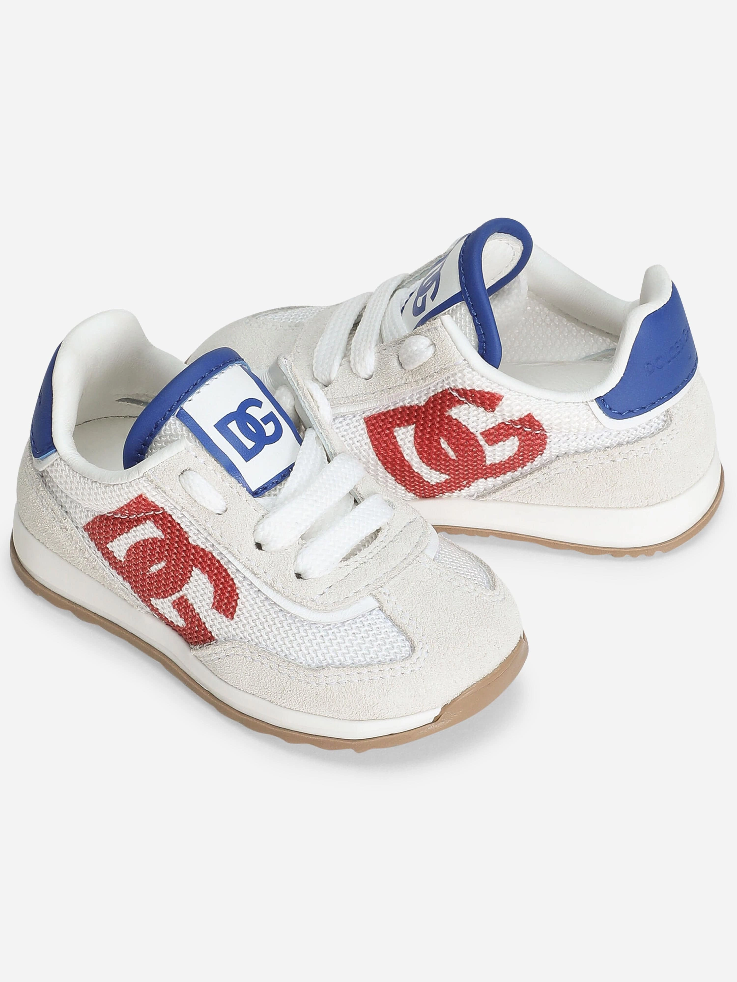 Boys Mixed Material DG Cushion Trainers in White