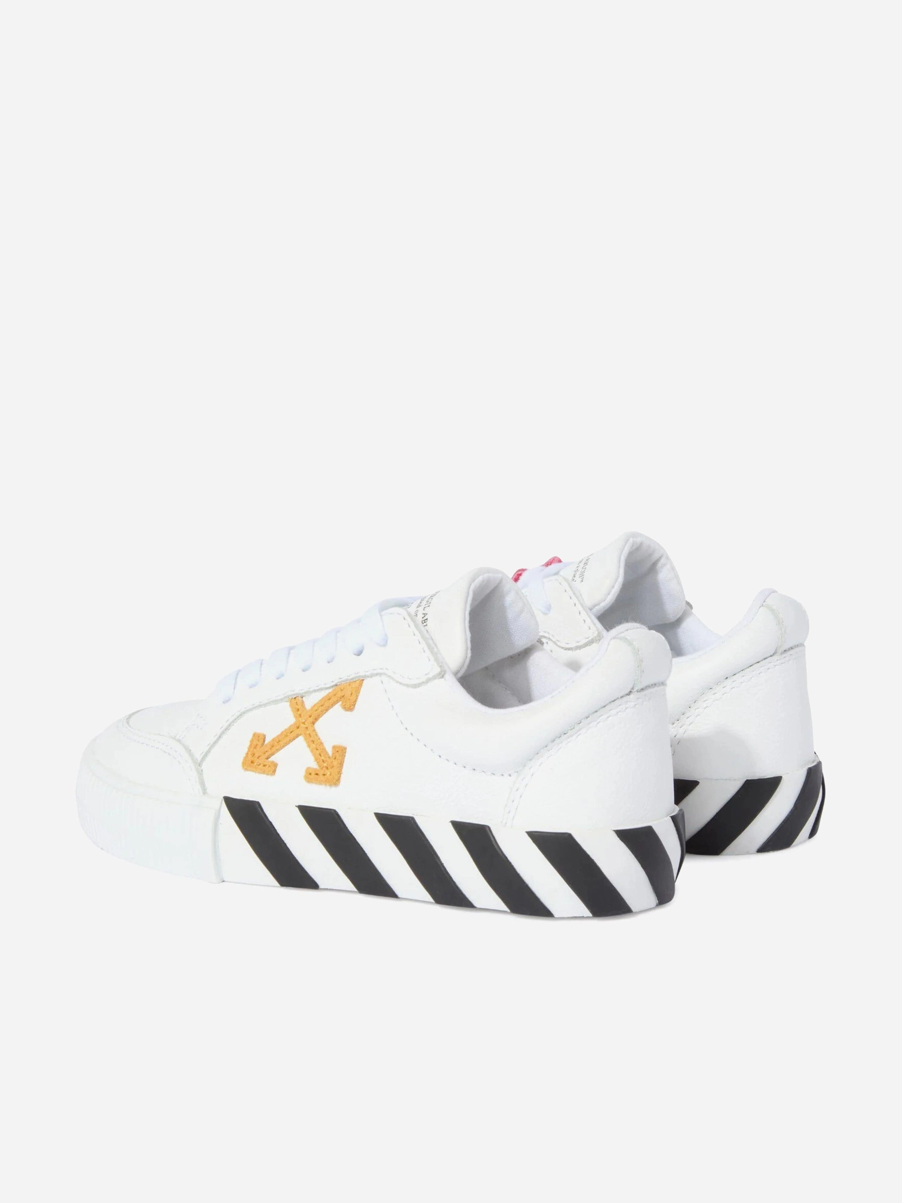 Boys Vulcanized Leather Trainers in White