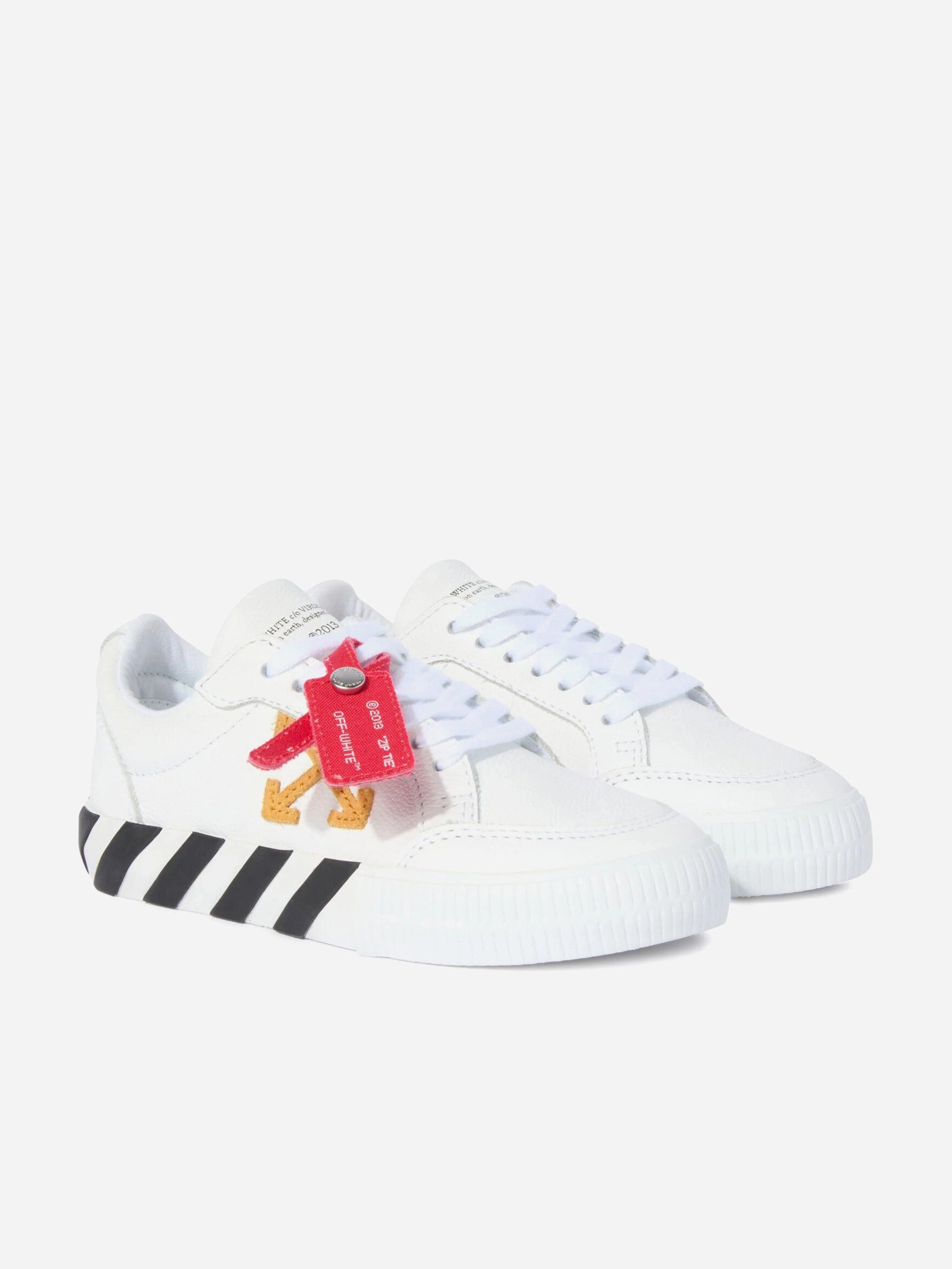 Boys Vulcanized Leather Trainers in White